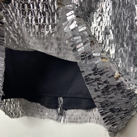 Chicos Womens Medium (1) Silver Sequin Stephanie Pencil Skirt Metallic L… - Picture 7 of 7